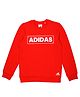 Adidas Kids Cotton Knit Full Sleeves Sweatshirt with Text Print - Red