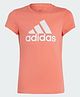 Adidas Kids Cotton Knit Half Sleeves T-Shirt with Brand Logo Print - Peach