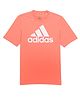 Adidas Kids Knitted Half Sleeves T-Shirt Logo Print - Red
