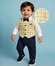 Mark & Mia Full Sleeves Full Length Party Romper with Bow & Checks - Multicolour