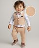 Mark & Mia Full Sleeves Full Length Party Romper with Bow Solid Colour - Beige