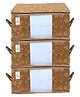 Kuber Industries Underbed Rectangular Non Woven Storage BagStorage OrganiserBlanket Cover Set of 3 Beige, Non-Woven