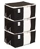 Kuber Industries Rectangular Leheriya Design Underbed BagStorage OrganiserBlanket CoverExtra Large Size, Pack of 3 BlackNon-Woven
