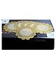 Kuber Industries Floral Design Virgin Viny Soft Fabric 6 Pieces Dining Table Round Placemat Set Gold