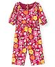 Babyhug Single Jersey Knit Full Sleeves Jumpsuit Floral Print - Red