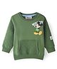 Babyhug Disney Cotton Knit Full Sleeves Sweatshirt with Mickey Mouse Graphics & Kangaroo Pockets - Green