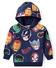 Babyhug Marvel Cotton Knit Full Sleeves Hooded Sweatshirt With Avengers Print - Navy Blue