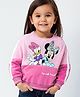 Babyhug Disney Cotton Knit Full Sleeves Sweatshirts With Minnie Mouse Graphics & Sequin Detailing - Pink