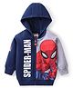 Babyhug Marvel Front Open Full Raglan Sleeves Hooded Sweat Shirt With Spider Man Graphic - Navy Blue