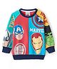 Babyhug Marvel Cotton Knit Raglan Full Sleeves Cut & Sew Sweatshirt with Avengers Graphics - Multicolour
