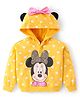 Babyhug Disney Cotton Knit Hooded Sweatshirt With Minnie Mouse Graphics & Sequin Bow Embroidery Detailing - Yellow