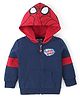 Babyhug Marvels Cotton Knit Full Sleeves Front Open Hooded Sweat Jacket with Zipper & Spider Man Graphics - Navy Blue & Red
