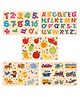 Webby Wooden Educational Alphabets Counting Numbers Fruits Animals and Public Transport Puzzle Pack Of 5 - Multicolor
