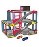 Webby Multilevel Parking Garage Playset with 3 Pullback Metal Cars Parking Gate Sign Boards and Helicopter