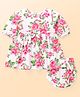 Babyhug Preemie Cotton Knit Full Sleeves Frock with Floral Print & Bloomer - White