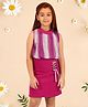 Cutecumber Twill Sleeveless Yoke Foil Pleated Shift Dress - Fuchsia