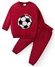 Babyhug Knit Full Sleeves Sweater Set with Football Design - Red