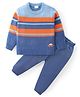 Babyhug Knit Full Sleeves Sweater Set with Car Design - Orange & Blue