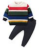 Babyhug Knitted Full Sleeves Sweater Set with Stripes Design - Multicolour