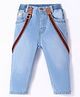 Little Kangaroos Denim Full Length Jeans  With Suspender Belt - Ice Blue