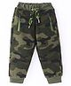Little Kangaroos 100% Cotton Knit Full Length Lounge Pant with Camouflage Print - Olive Green