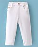 Little Kangaroos Cotton Woven Full Length Denim Washed Jeans with Solid Colour - White