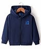 Little Kangaroos Fleece Knit Full Sleeves Hooded Jacket with Patch - Navy