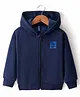 Little Kangaroos Fleece Knit Full Sleeves Hooded Jacket with Patch - Navy