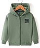 Little Kangaroos Fleece Knit Full Sleeves Hooded Jacket with Patch - Olive Green