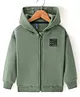 Little Kangaroos Fleece Knit Full Sleeves Hooded Jacket with Patch - Olive Green