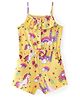 Babyhug Single Jersey Knit Singlet Sleeves Jumpsuit with Unicorn Print & Bow Applique  - Yellow