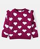 Babyhug Knitted Full Sleeves Pullover Sweater With Heart Design - Wine