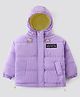 Primo Gino Full Sleeve Hooded Puffer Jackets with Badges - Purple