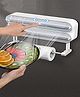 House of Quirk Magnetic Plastic Wrap Dispenser with Cutter, 3 in 1 Aluminum Foil and Plastic Wrap Organizer with Paper Towel Holder, Compatible with Cling Film, Tin Foil and Wax Paper (Grey)