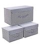 House of Quirk 3 Pack Foldable Storage Bin with Lid and Handle, Versatile Storage Baskets Boxes for Toys, Clothes, Papers, Books, Makeups (Wave, Grey)
