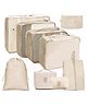 House of Quirk 9pcs Set Travel Organizer Packing Cubes Lightweight Travel Luggage Organizers with Laundry Bag or Toiletry Bag (Beige)