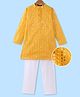 Pine Kids Woven Full Sleeves Sequinned Kurta Pyjama Set - Mustard