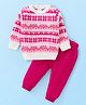 Babyhug Knitted Full Sleeves Pullover Sweater Set With Heart Design - Dark Pink