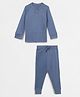 Cocoon Care Bamboo Knit Full Sleeves Solid Coordinating Night Suit - Grey & Blue