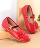 Cute Walk By Babyhug Ballerinas With Buckle Closure & Floral Applique - Red