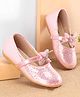 Cute Walk By Babyhug Slip Ons Ballerinas With Bow Applique - Pink