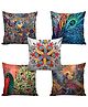 Aazeem Abstract 5 Piece Jute Cushion Cover - Multicolour