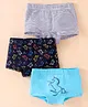 Bodycare Cotton Knit Hipster Panties with Stripes & Unicorn Print Pack of 3 - Blue & Grey