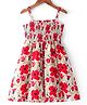 Kookie Kids Singlet Sleeves Frock with Floral Print - Red