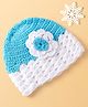 Babyhug Woolen Knitted Crochet Design Cap - Blue & White