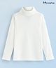 Honeyhap Premium Cotton Elastane Knit Full Sleeves Turtle Neck Rib T-Shirt With Bio Finish - White