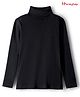 Honeyhap Premium Cotton Elastane Knit Full Sleeves Turtle Neck Rib T-Shirt With Bio Finish - Black