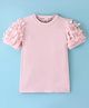 Kookie Kids Cotton Knit Half Sleeves Top - Pink