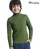 Honeyhap Premium Cotton Elastane Turtle Neck Rib Full Sleeves T-Shirt with Bio Finish - Cypress Green
