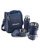 Oliveware Teso Pro Lunch Box With Steel Cutlery,3 Microwave Safe Containers, Plastic Pickle Box and Steel Water Bottle-Blue